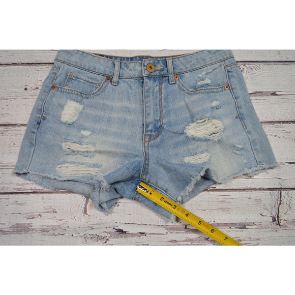 Bethany Mota Women's Juniors High Rise Jean Shorts Distressed Size 2 Pre-Owned - Picture 5 of 12